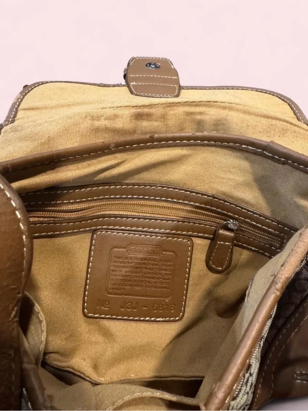 Vintage Coach Signature Soho Canvas & Leather Shoulder Bag Y2K Tan Brown